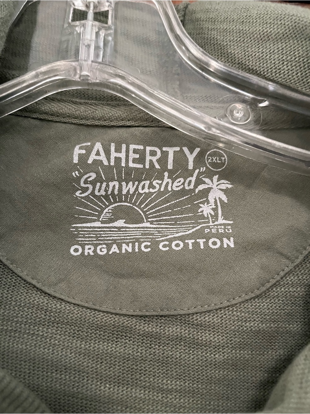Faherty Sunwashed Organic Cotton Tee — Green - XXLT